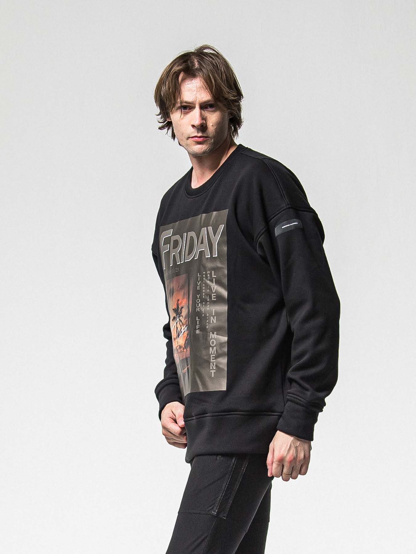 【予約品 8月31日(日) 締切】FRIDAY OLD COVER VEROURS FLEECE TRAINER / FRIDAYコラボ オールドカバー ベロアフリース トレーナー / ブラック