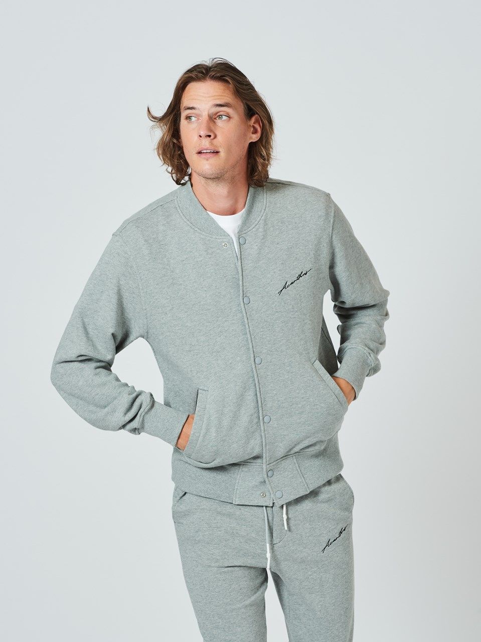 (予約品2023年10月19日18時締め) Sweat Varsity Jacket / スウェットスタジャン / グレー