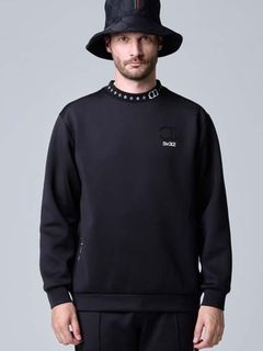 DOUBLE MESH KNIT L/S MOCK / ダブルメッシュニット モックネック / ブラック【SY32 by SWEET YEARS GOLF】