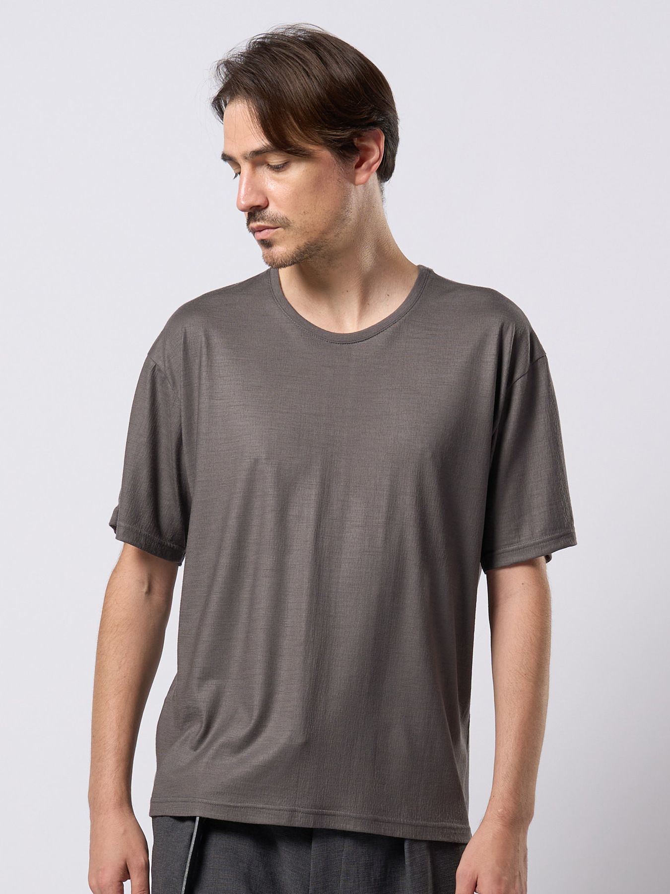 【予約品 9月23日(火) 締切】ex.comfy wool S/S / エクスコンフィーウール ショートスリーブ / スチールグレー