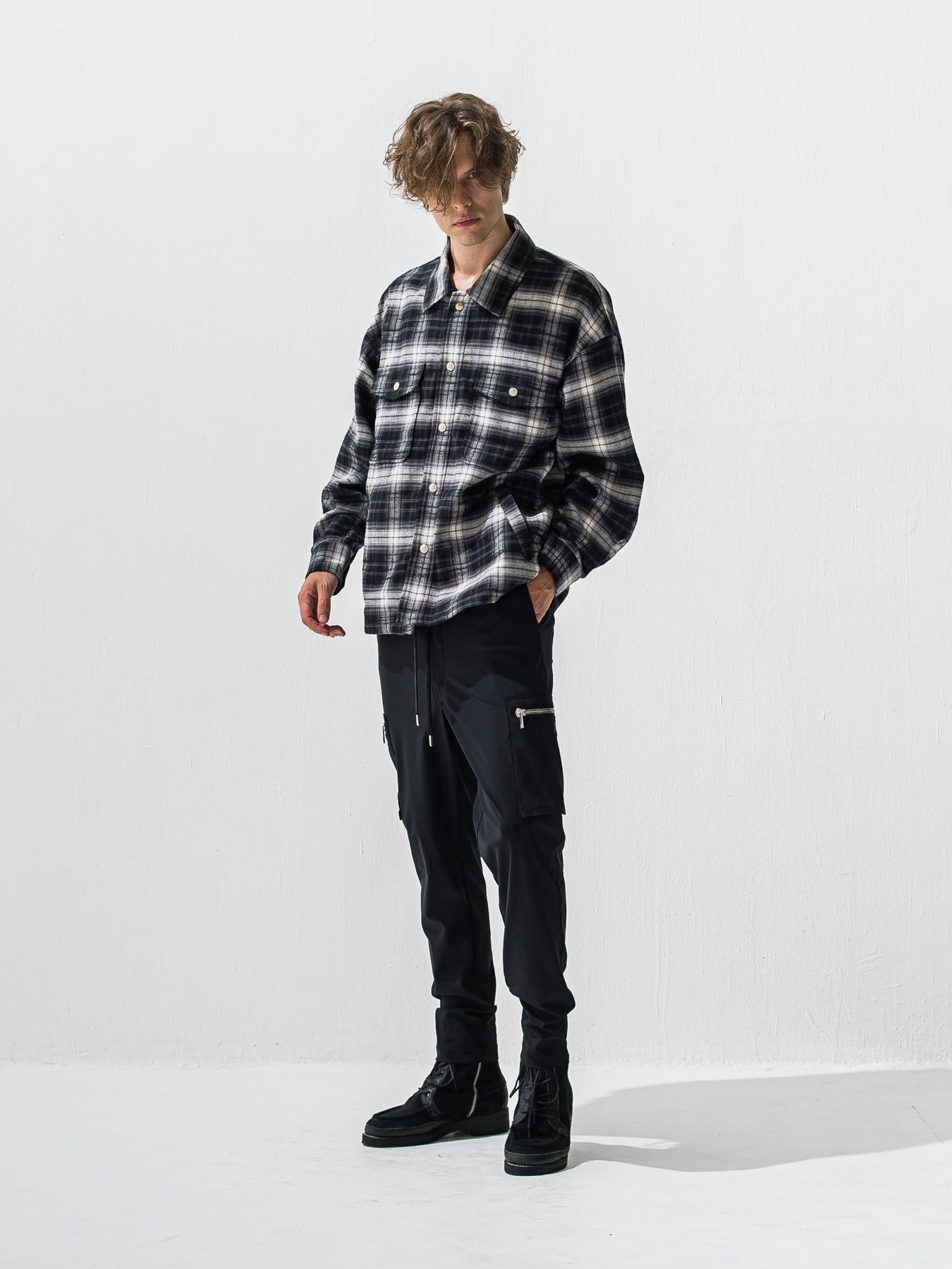 【予約品 9月6日(日) 締切】OLD SLUB CHECK JK / ヴィンテージ ネルジャケット / ブラック