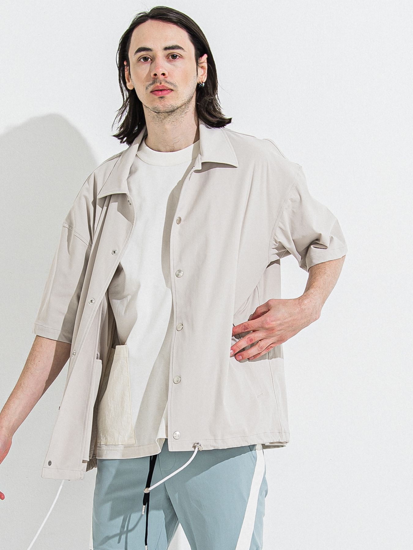 【予約品 】NYLON HALF COACH JACKET / グレージュ