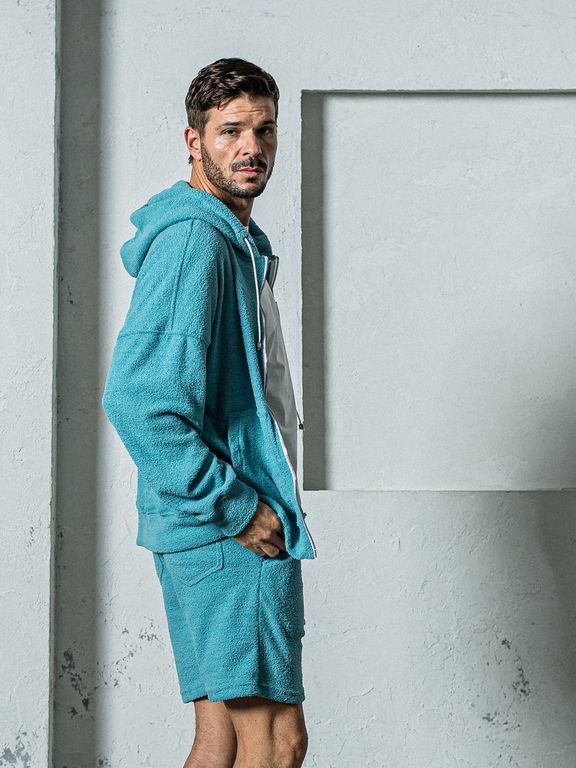 《予約11月17日19時締め》 MOLE YARN PILE zip loose hoodie / ジップフーディ / ブルーグリーン