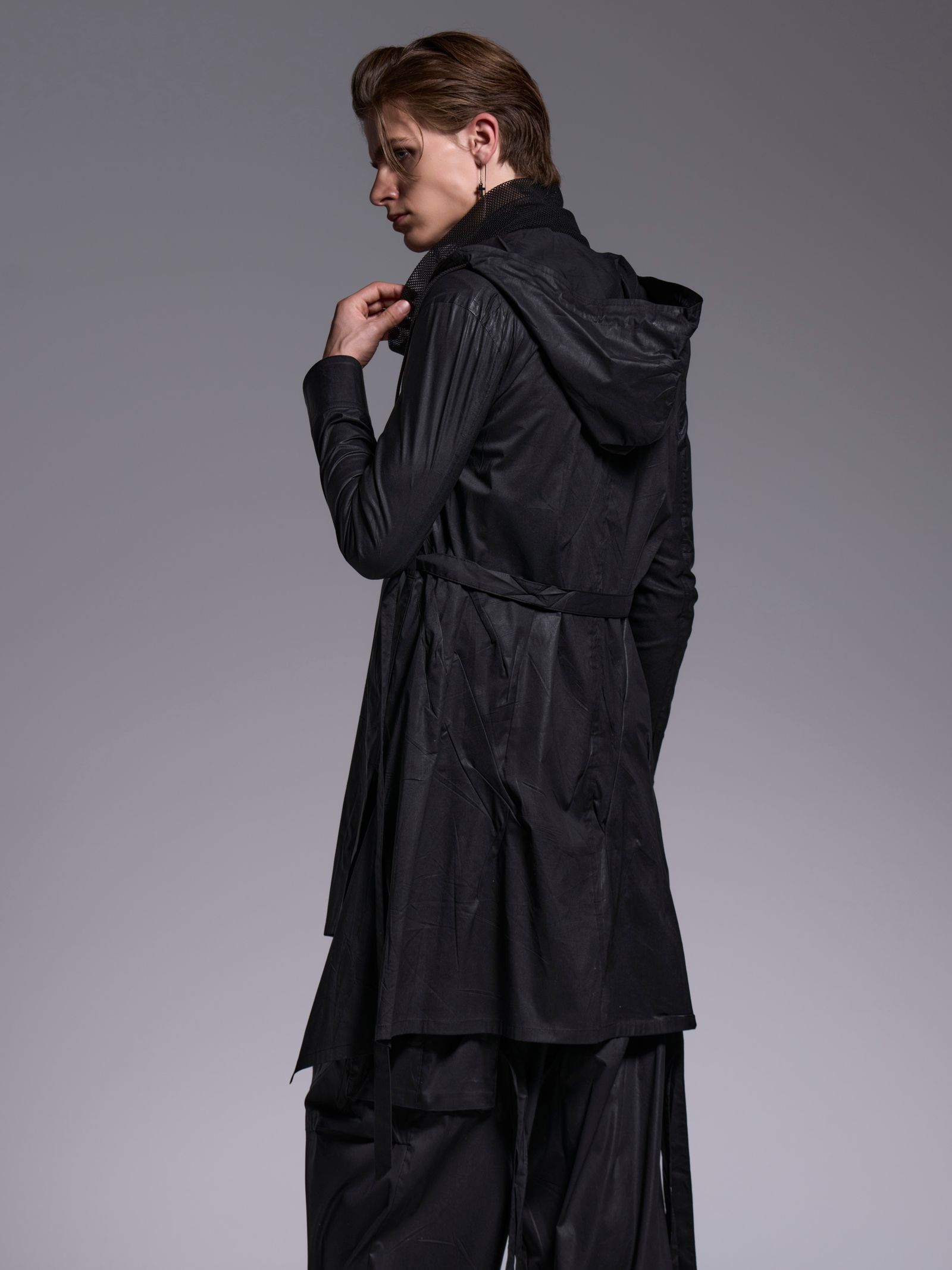 【予約品 1月4日(日) 締切】Flare Hoodie Coat / フレアフーディーコート / ブラックコーティング