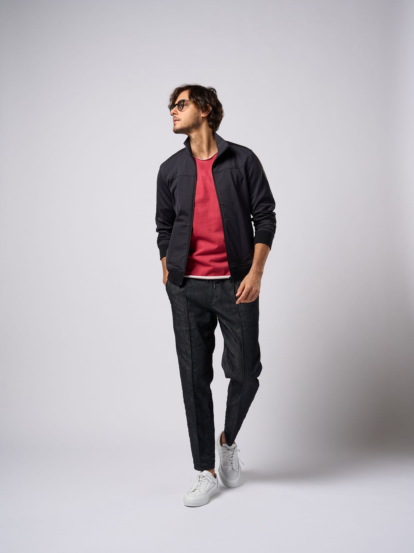 【予約品9月19日 10時締め】 denim pin-tuck slacks  / 2タックスラックス / ブラック