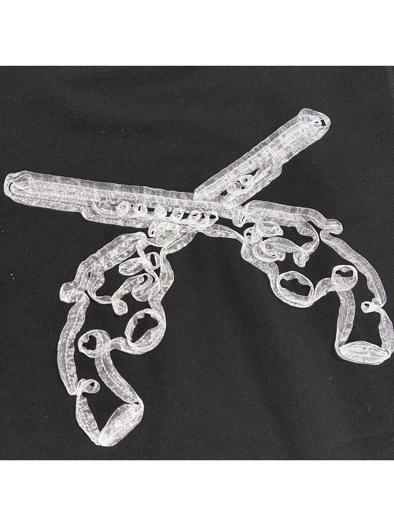 【予約品 8月10日(日) 締切 】WOMENS ORGANDY CROSSGUN T / オーガンジー クロスガン Tシャツ / ブラック