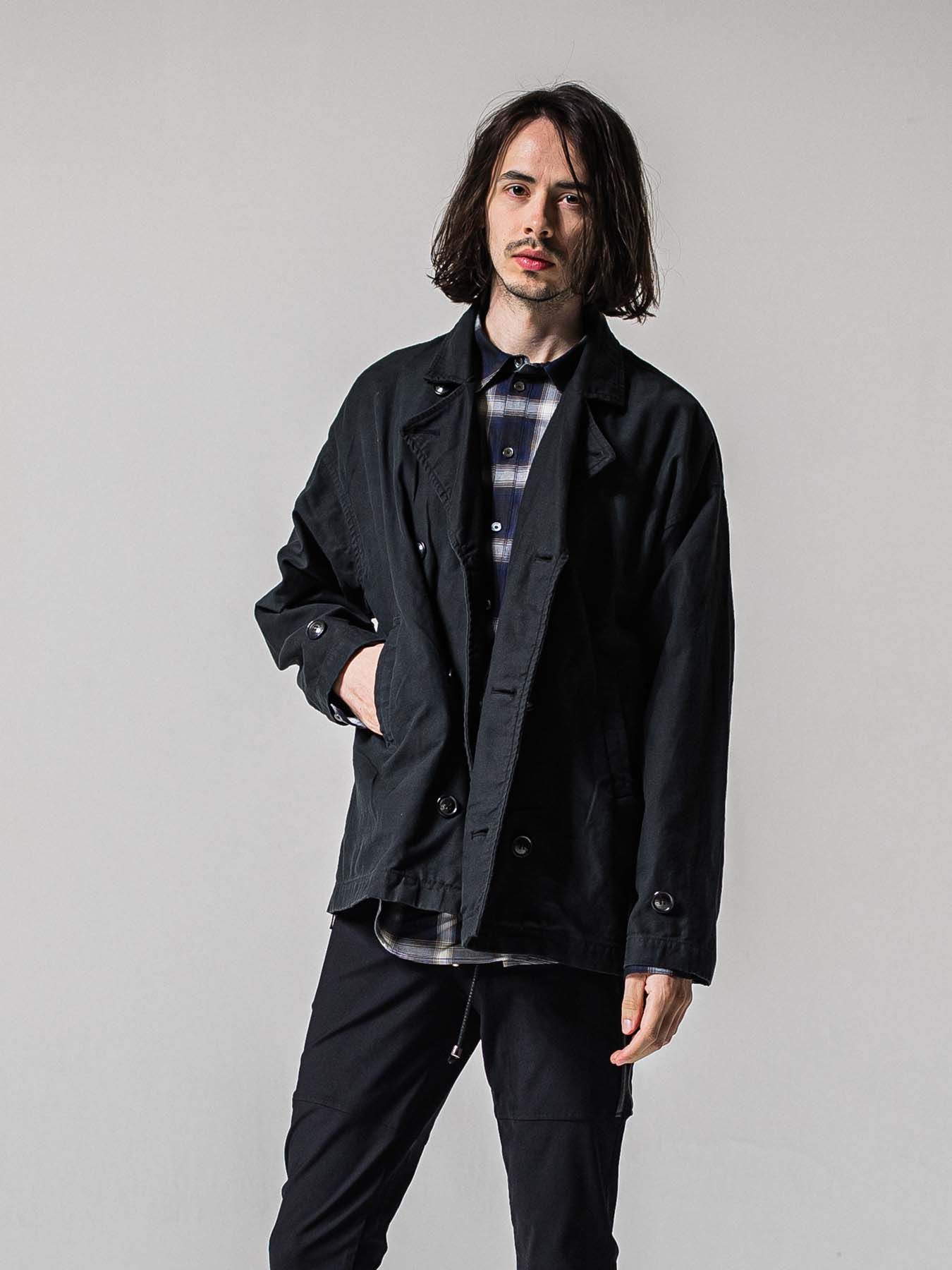 【予約品 11月16日(日) 締切】MV OVER PCOAT / オーバーサイズ ピーコートジャケット / ブラック