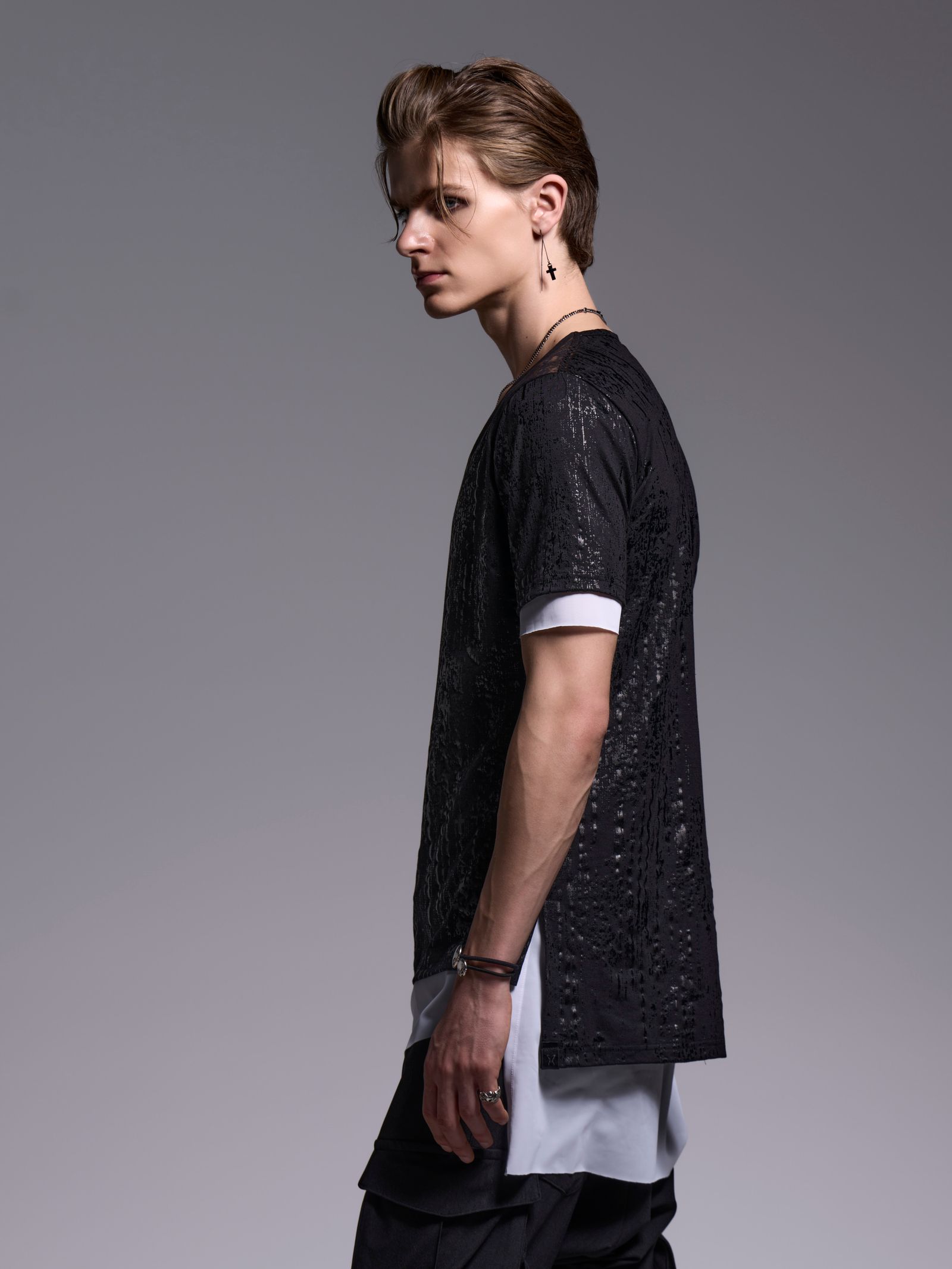 【予約品 1月4日(日) 締切】Layered-T / ドレイヤードTシャツ / ブラック