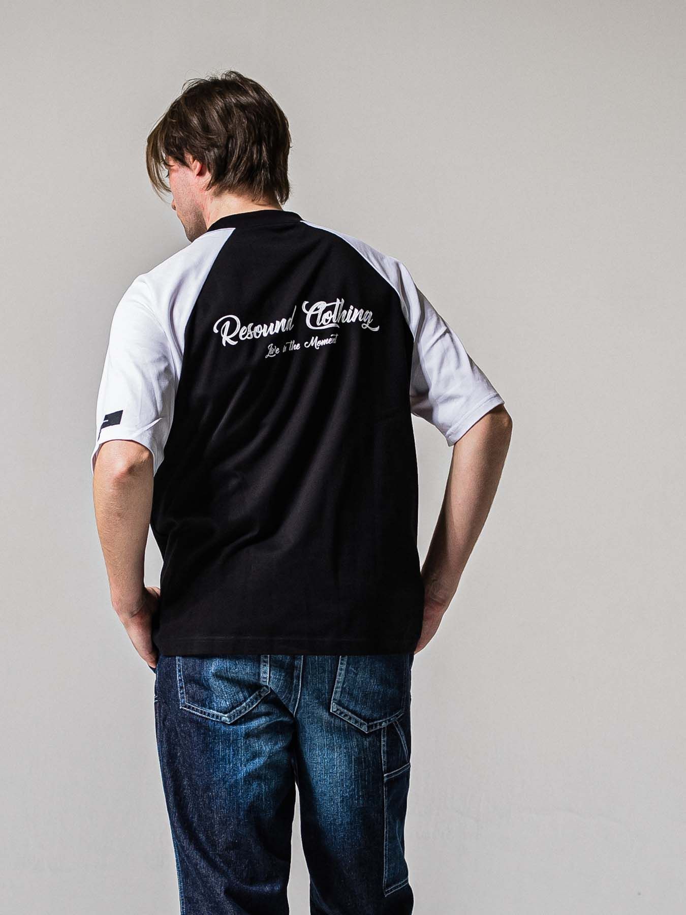 【予約品 11月16日(日) 締切】BACK RC RAGLAN OVER TEE / バックロゴ ラグランスリーブ オーバーTシャツ / ブラック×ホワイト