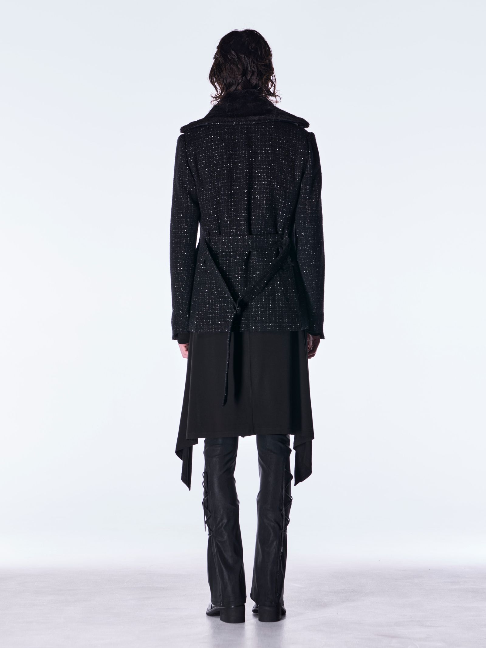 【予約品 6月29日(月) 締切】Tweed Fur Safari Blouson / ツイード ファーサファリブルゾン / ブラック