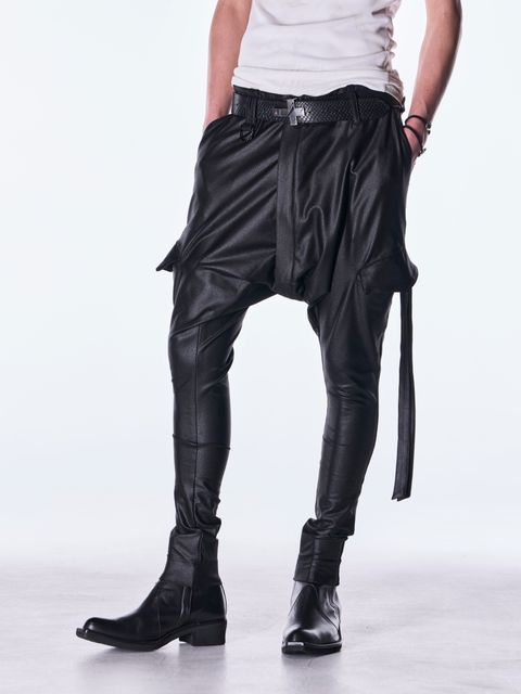 【予約品 6月29日(月) 締切】Emboss Silley Jersey Sarrouel Bondage Pants / サルエル ボンデージパンツ / ブラック