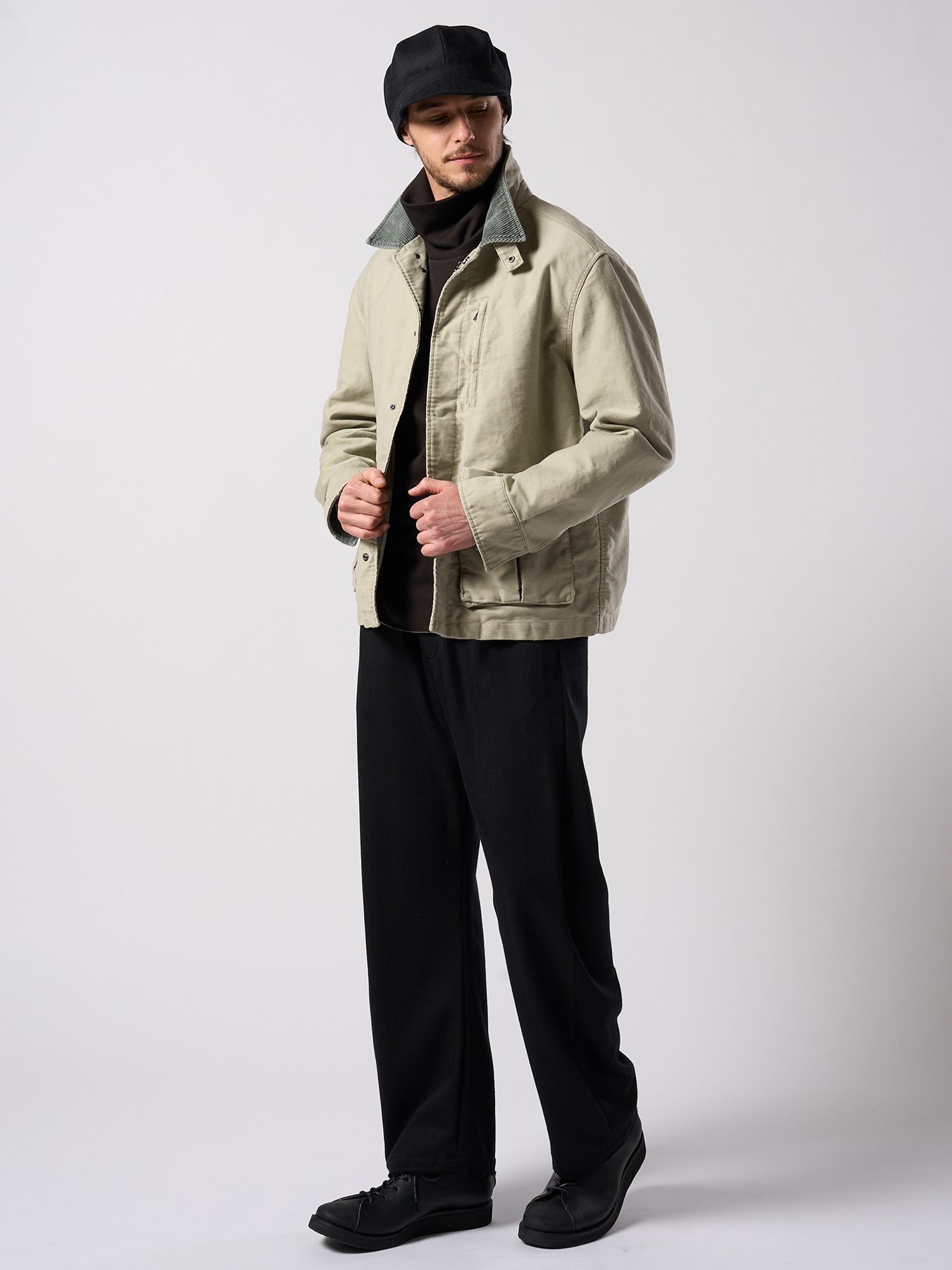 【予約品 4月19日(日) 18時締切】venetian stripe wide banana slacks / ヴェネツィアン ストライプ ワイドバナナスラックス / ブラック