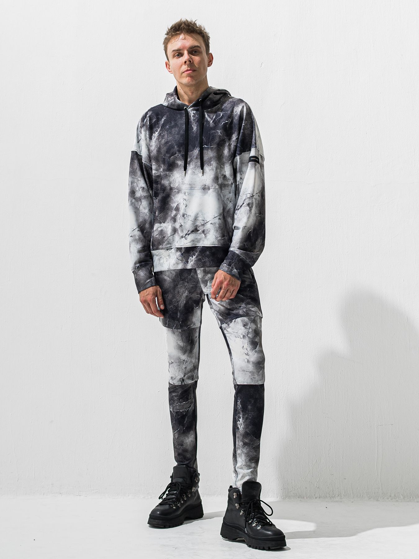 【予約品 9月6日(日) 締切】OVER HOODIE / トリコット オーバーパーカー / マーブルブラック