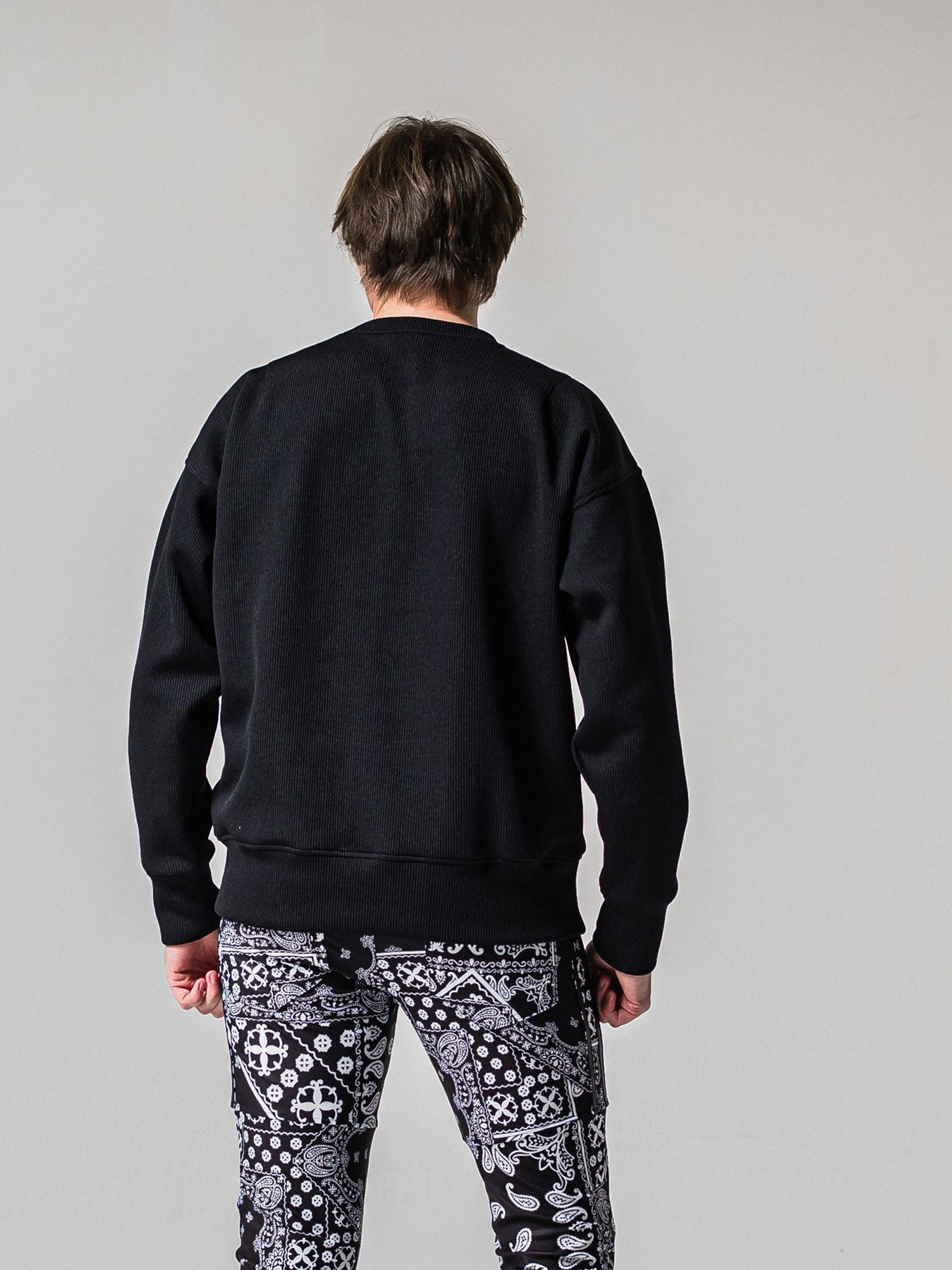 【予約品 11月16日(日) 締切】AZE MILITARY DROP TRAINER / 畔編みニット トレーナー / ブラック