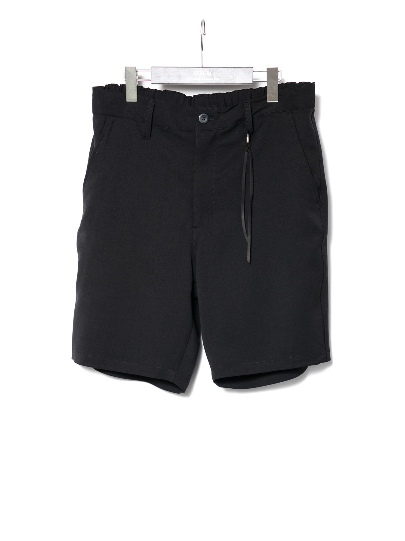 【予約品 10月12日(日) 締切】Polyester Stretch Twill Short pants / ポリエステル ストレッチ ツイル ショートパンツ / ブラック