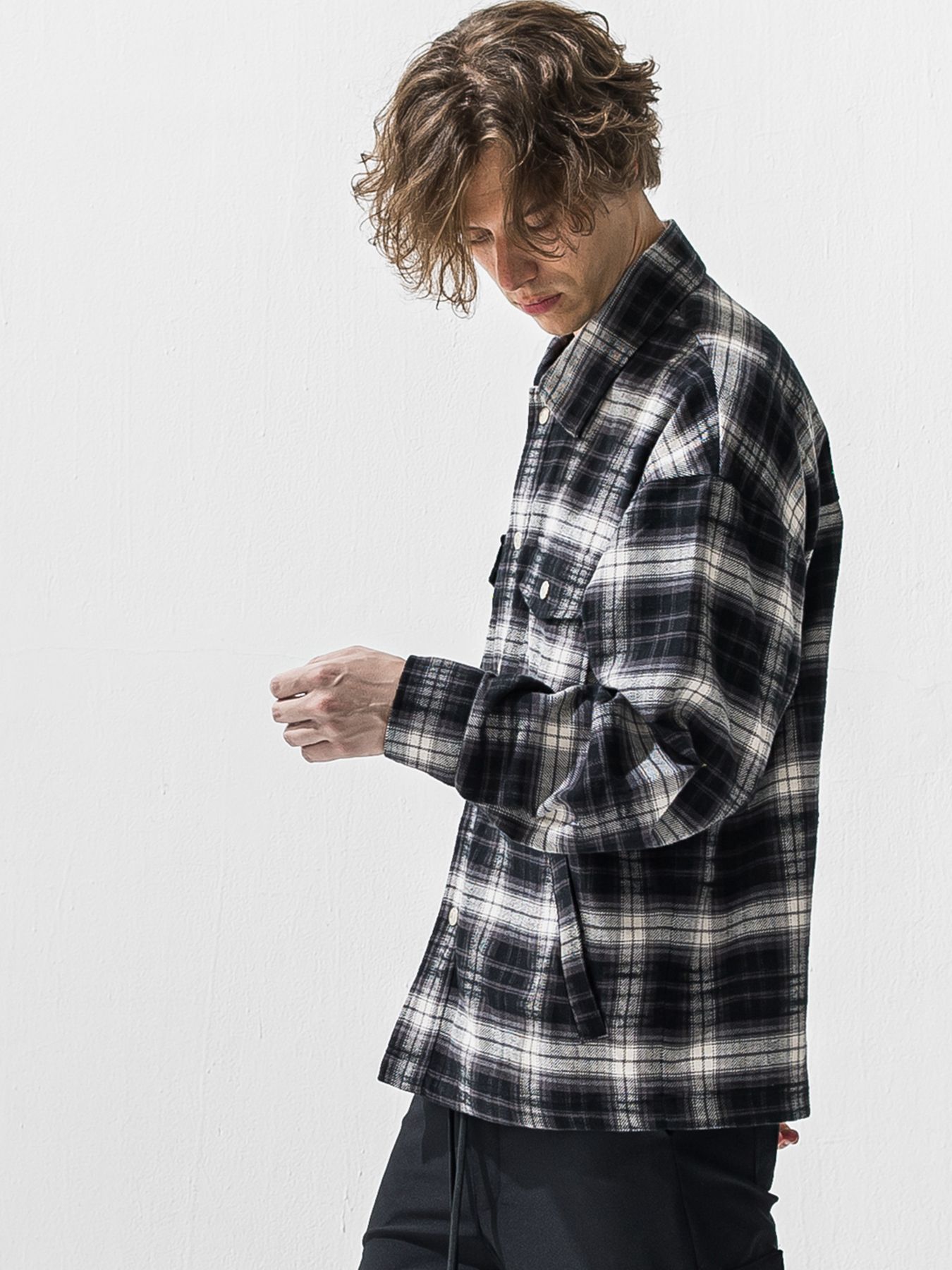 【予約品 9月6日(日) 締切】OLD SLUB CHECK JK / ヴィンテージ ネルジャケット / ブラック