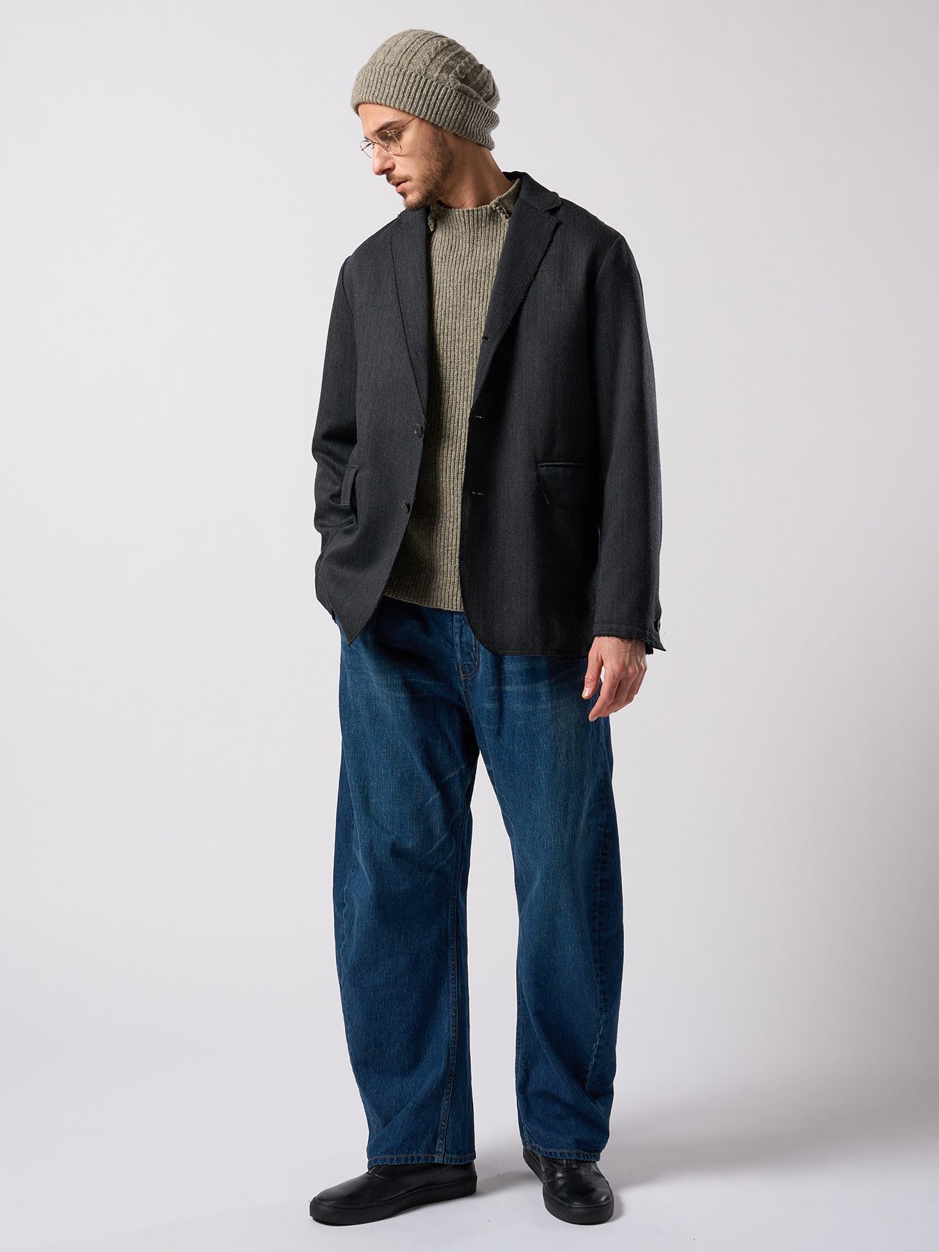 【予約品 4月19日(日) 18時締切】lomond×powder line high-neck knit / ライン ハイネックニット / グレー