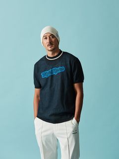 【予約品 10月9日(木) 締切】muta Sheer Knit S-S Top / シアーニットTシャツ / ネイビー【Acanthus × muta MARINE】