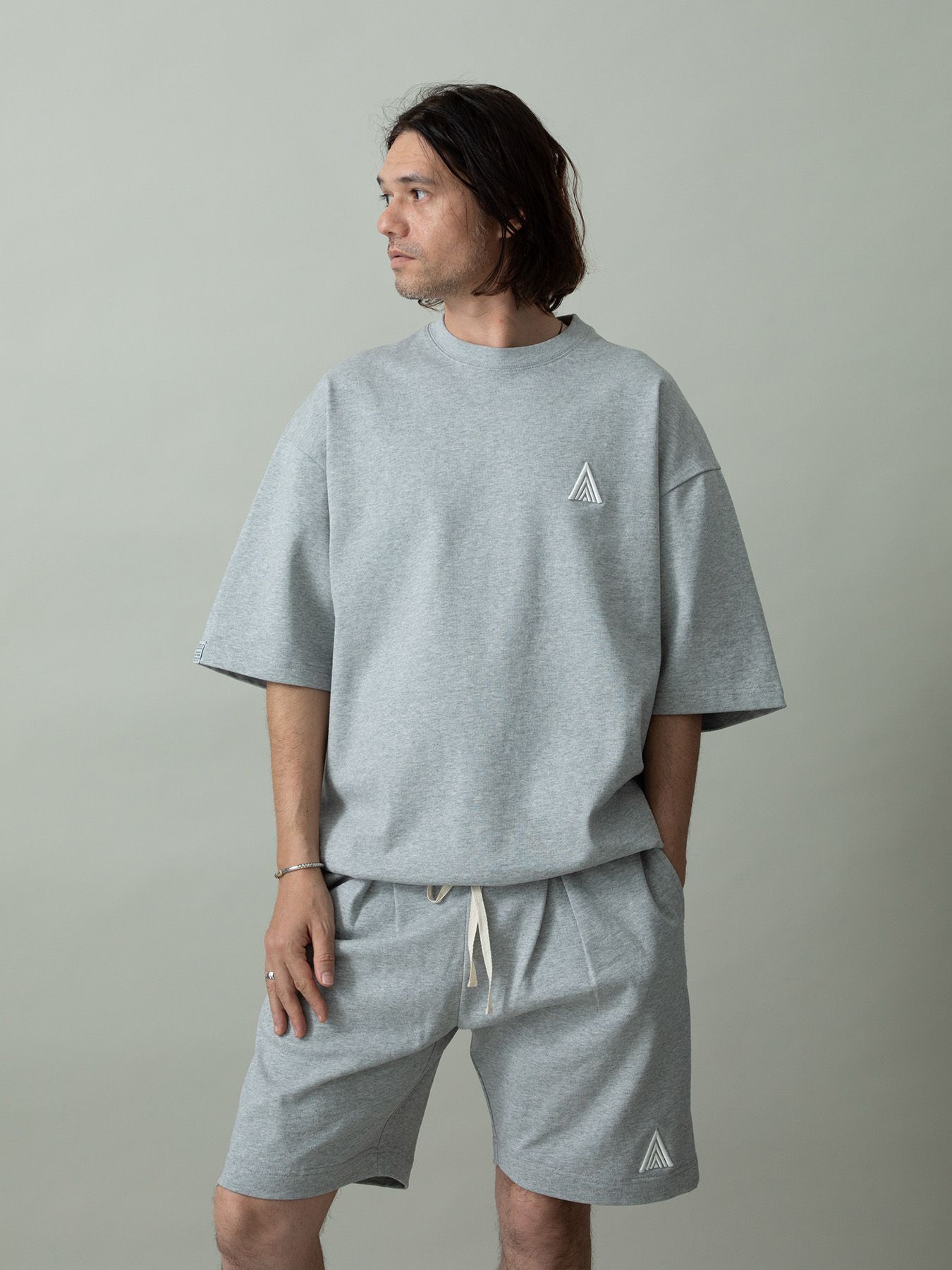 【予約品 2月1日(日) 締切】HEAVYJERSEY SHORTS spiky / イージーショーツ / 杢グレー×ホワイト