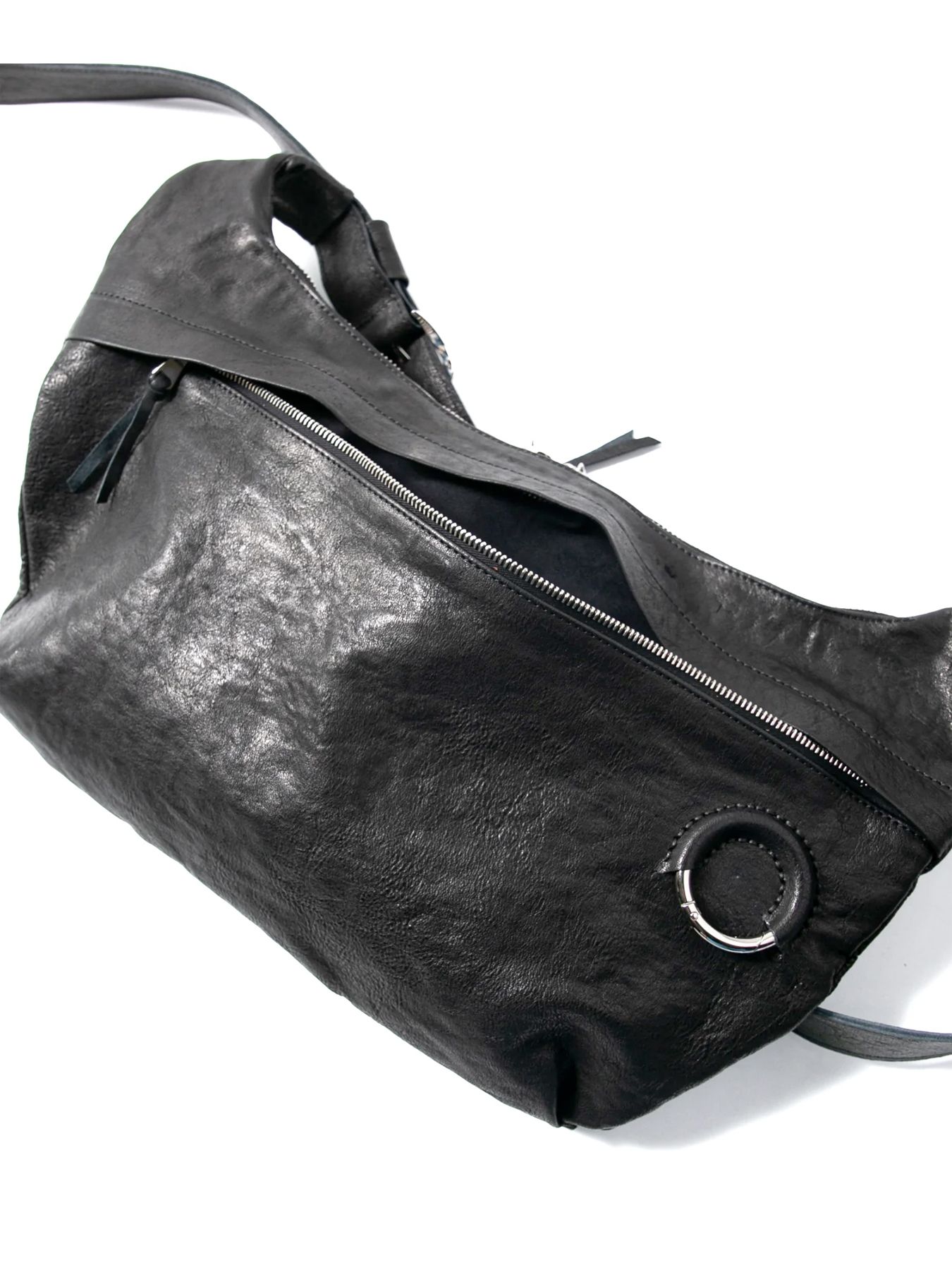 【予約品 4月6日(月) 締切】Pit Vegetable Full Tanned Shrunken Horsehide Banana Bag / フルタンニン ピット鞣し シュリンク ホース ハイド バナナ バッグ / SHAFTER / ブラック