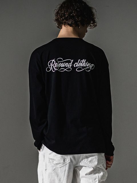 【予約品】PIN ST RC over longsleave Tee / ピンストライプロゴ オーバーサイズ ロングスリーブ Tシャツ / ブラック