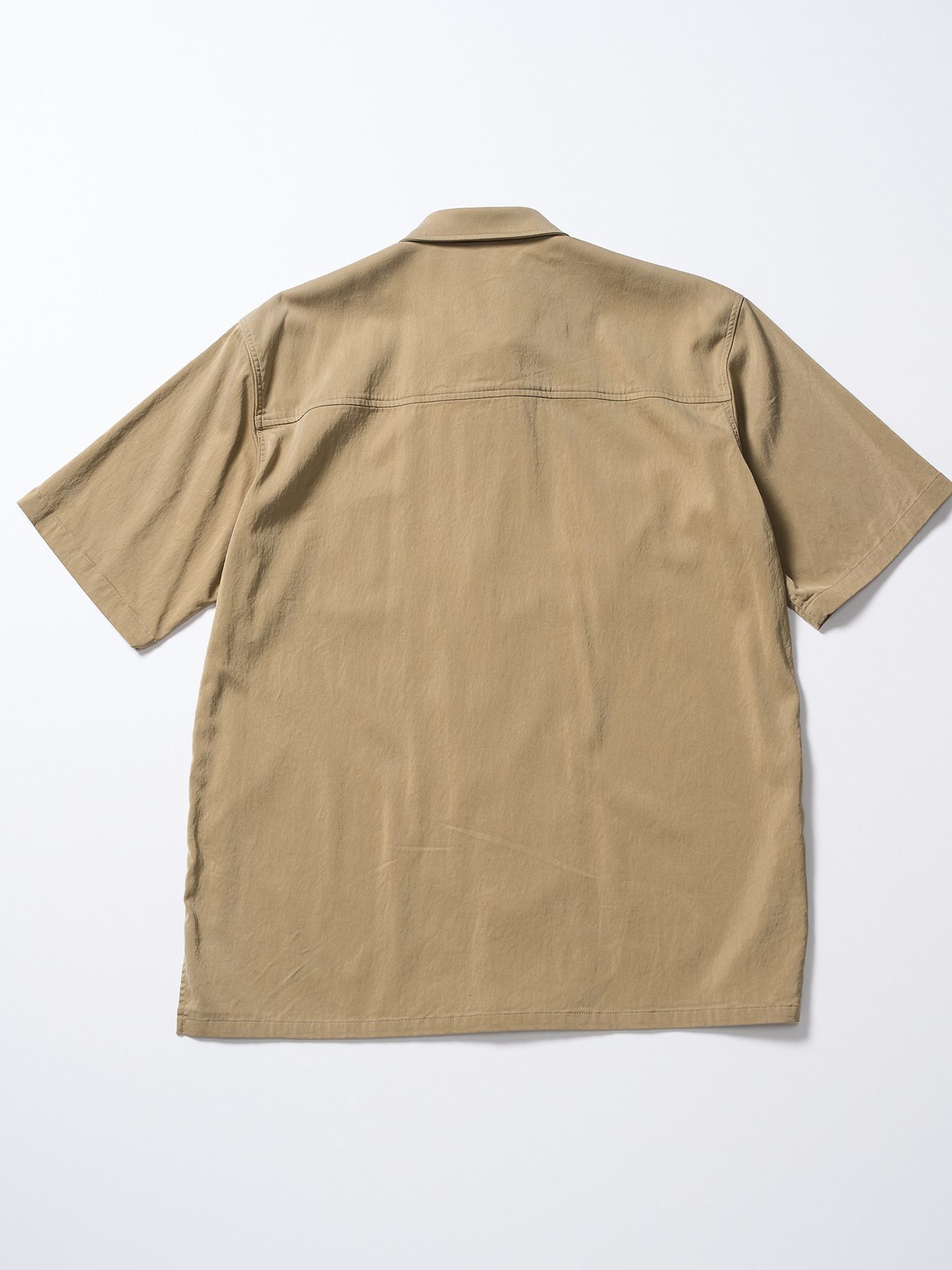 【予約品 1月25日(日) 締切】front-zip shirt H/S / フロントジップ ハーフスリーブシャツ / ダルベージュ