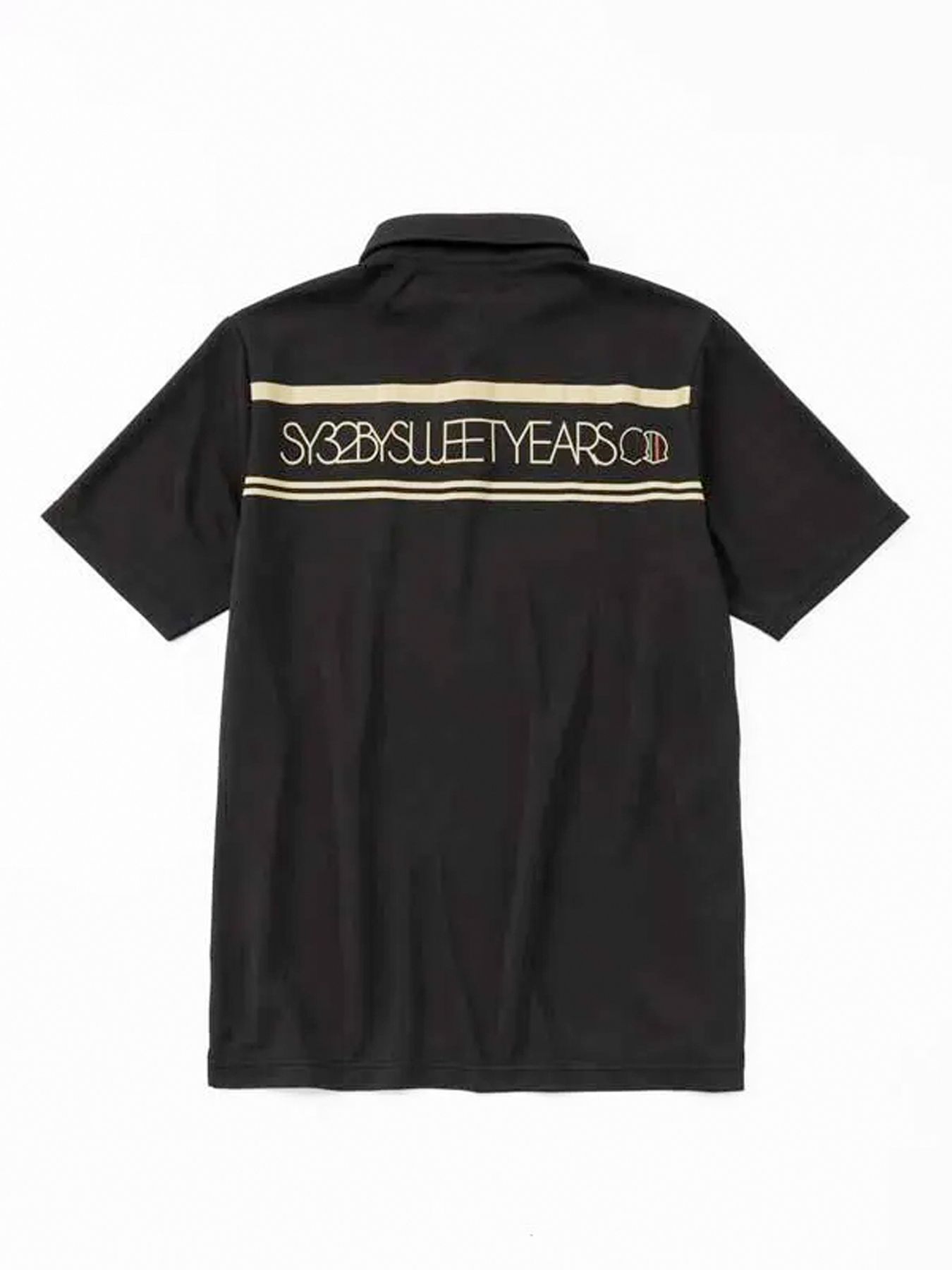 WAVE JQ BACK PRINT POLO / ウェーブ ジャガードバックプリント ポロシャツ / ブラック【SY32 by SWEET YEARS GOLF】