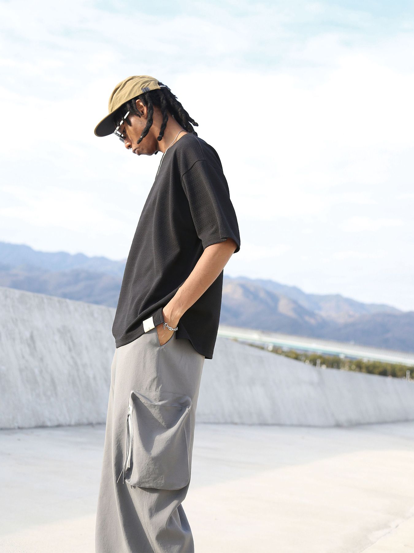 KNIT-BORDER CUTSEW / ニットボーダーカットソー / ブラック【QUOLT】