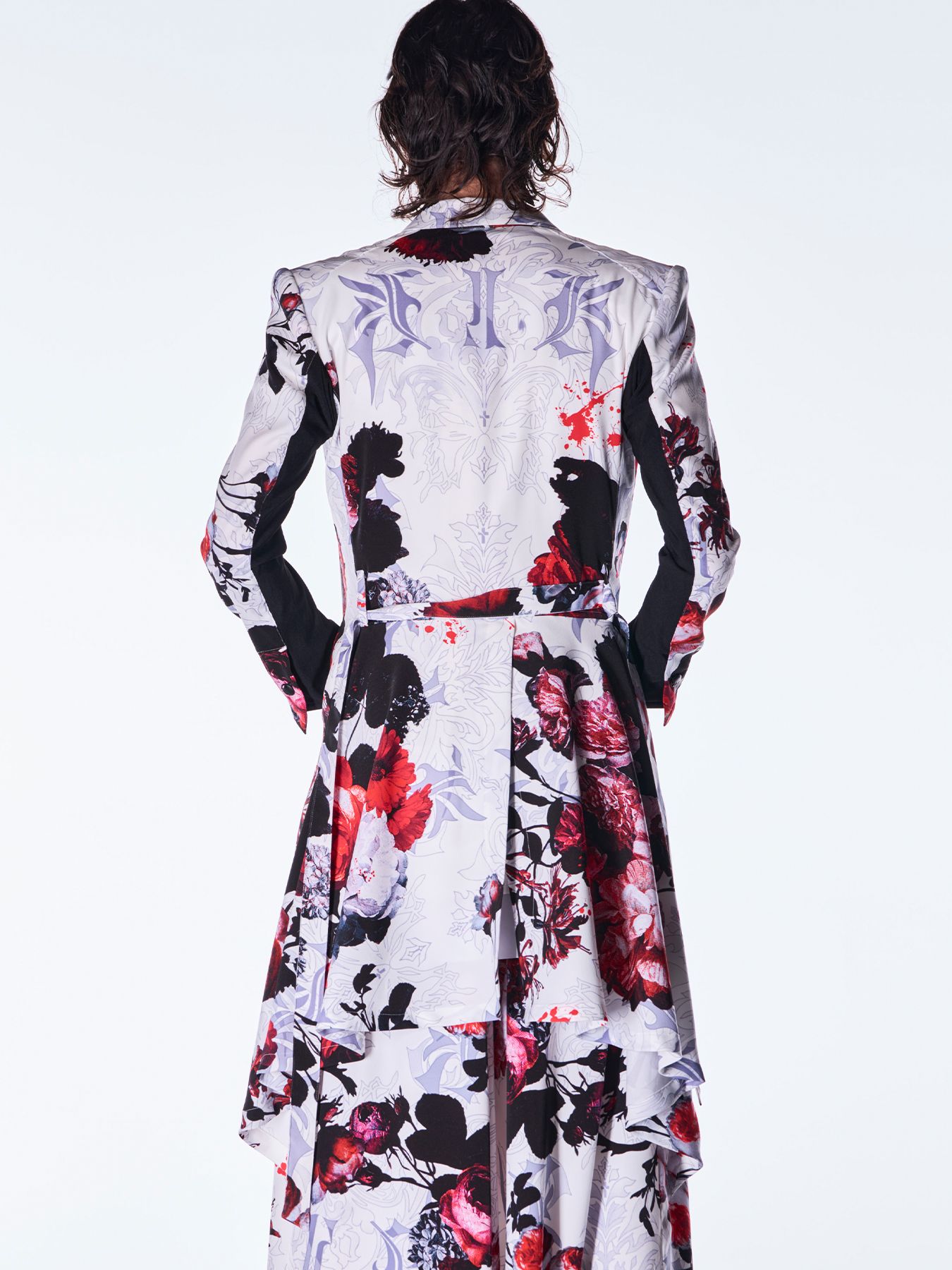 【予約品 6月29日(月) 締切】Goth Flora Suede Satin Flare Jacket / フレアジャケット / ホワイト