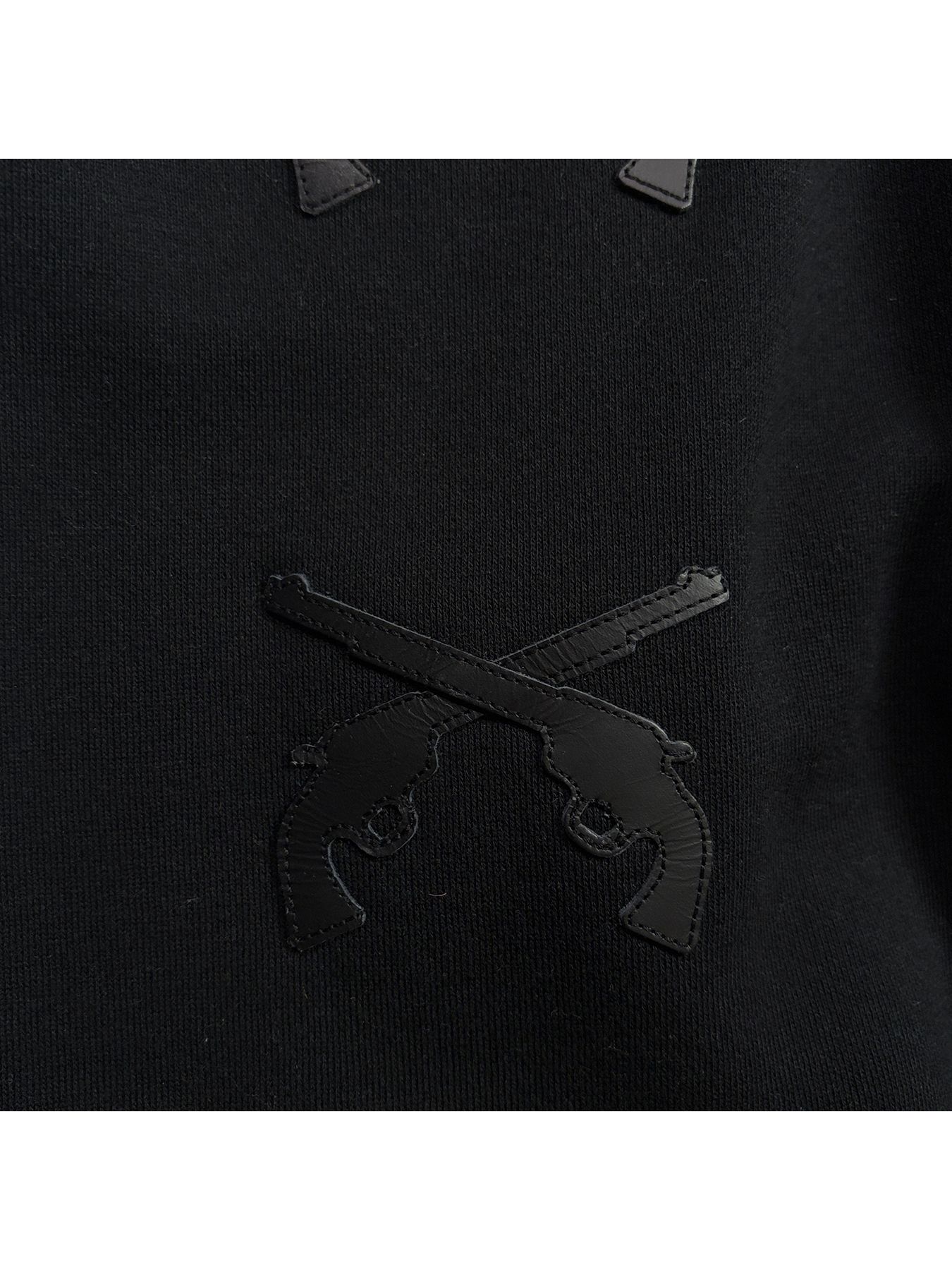 【予約品 3月9日(月) 18:00 締切】LEATHER PATCH PANTS / レザーパッチ スウェットパンツ  / ブラック