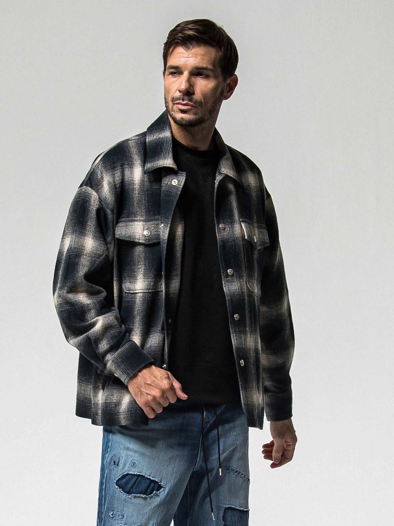 【予約品 8月31日(日) 締切】FLANNEL CHECK JK / フランネルチェック ジャケット / ブラック