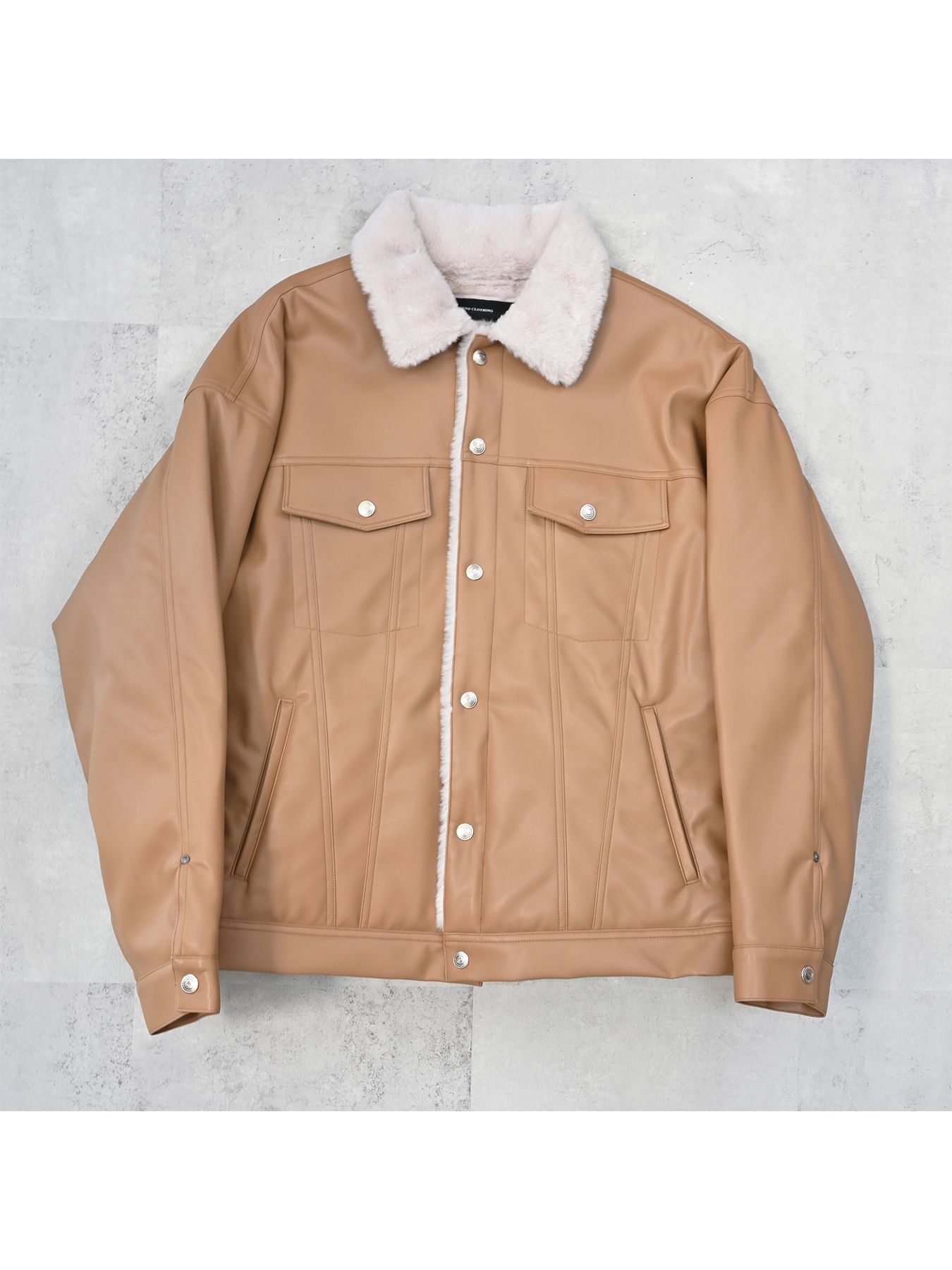 【予約品 9月6日(日) 締切】LEATHER FUR OVER G / レザー ファー オーバー Gジャン / ベージュ