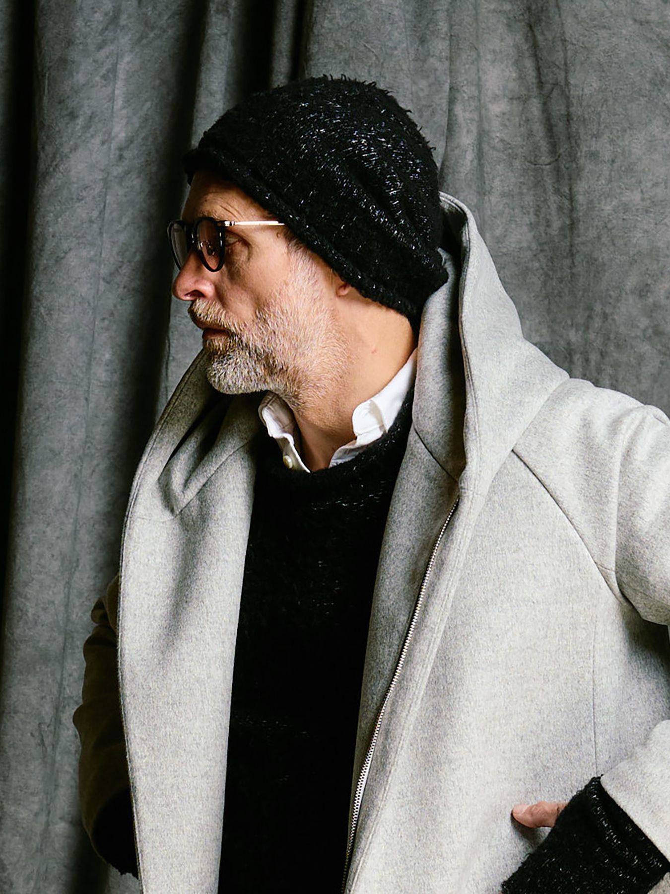 【予約品 4月19日(日) 18時締切】fancy yarn roll beanie / バルーン型ニットキャップ / ブラック