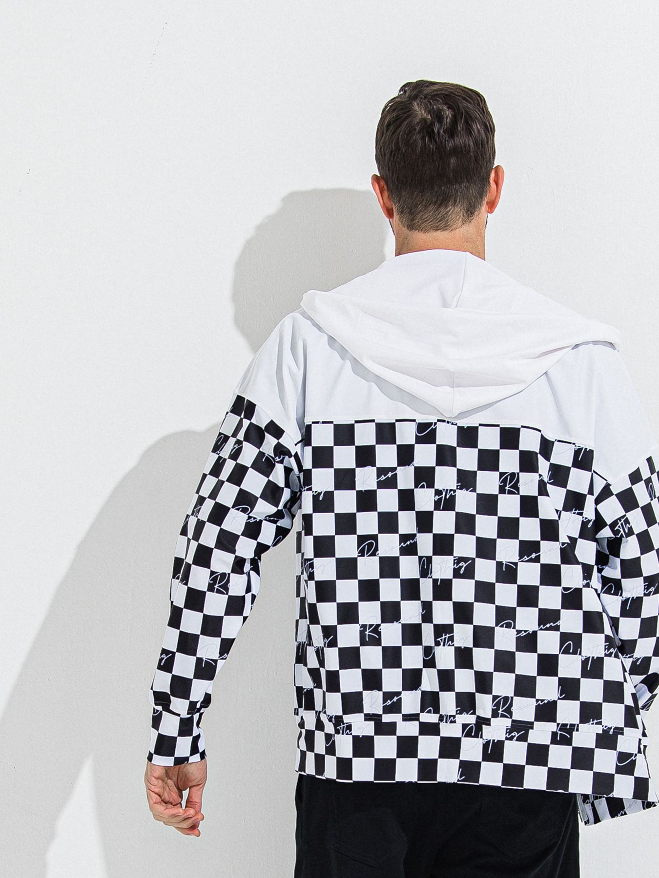 【予約品 】RASH OVER ZIPUP HOODIE / ラッシュガード オーバーサイズジップアップパーカー / チェッカーフラッグ