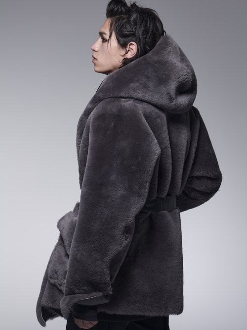《予約品》 ShawlHoodMoutonCoat / リバーシブルムートンコート / グレー 【kiryuyrik】 11月以降入荷予定