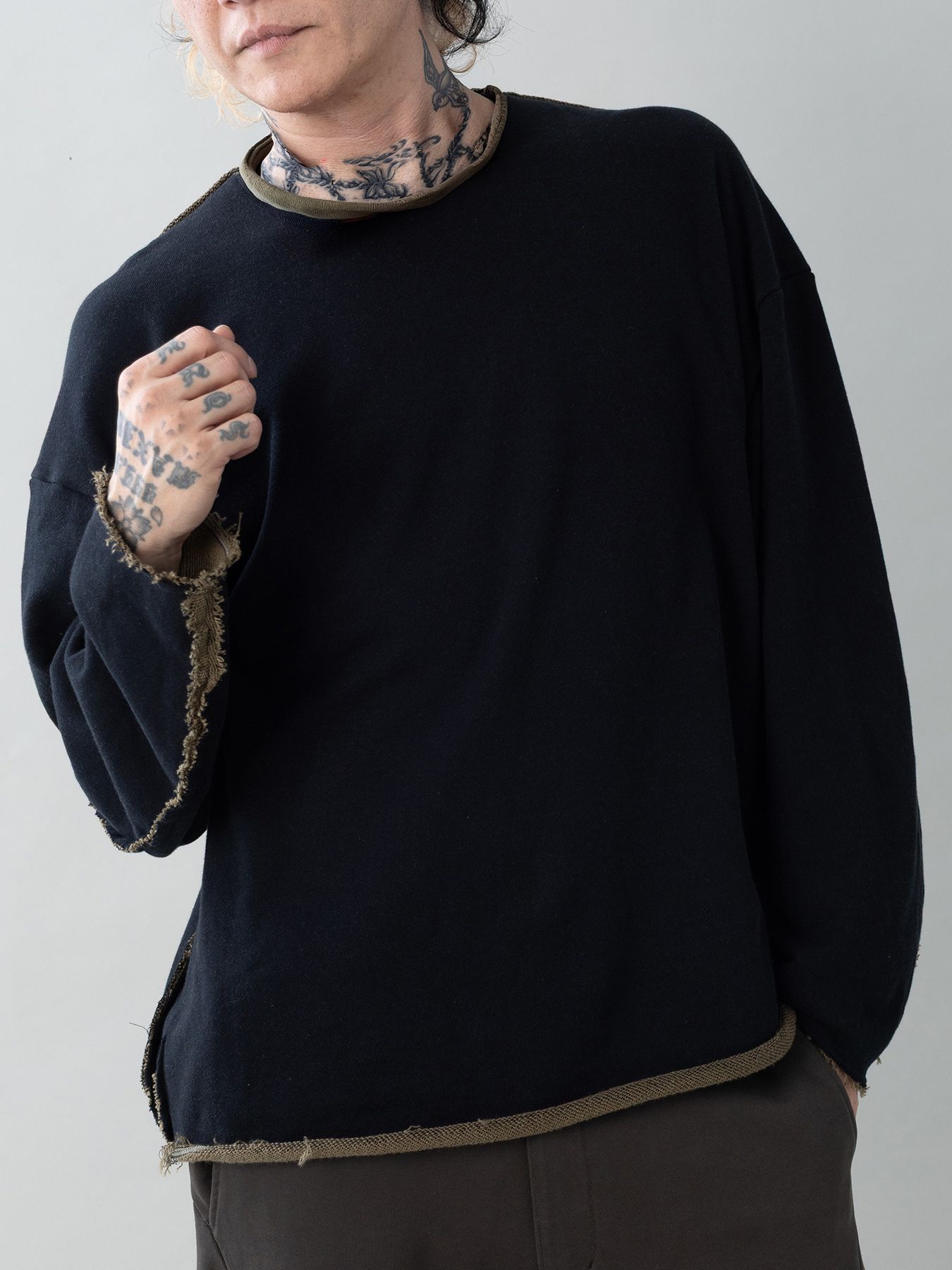 【予約品 5月6日(水) 締切】BRUTE-SWEAT / スウェットトレーナー / ブラック×ベージュ