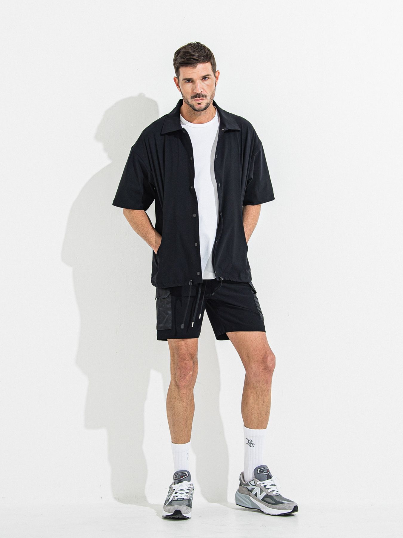 【予約品】NYLON HALF COACH JACKET / ナイロンハーフコーチジャケット / ブラック