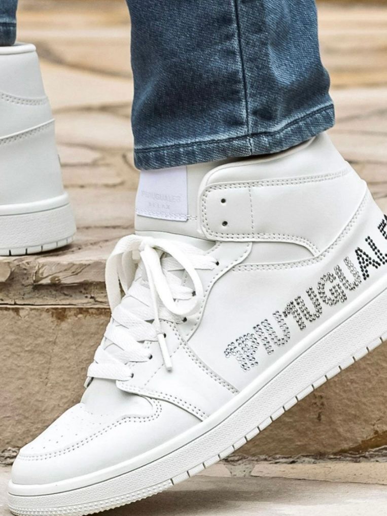 ラインストーンロゴハイカットスニーカー / ホワイトUSX-26007