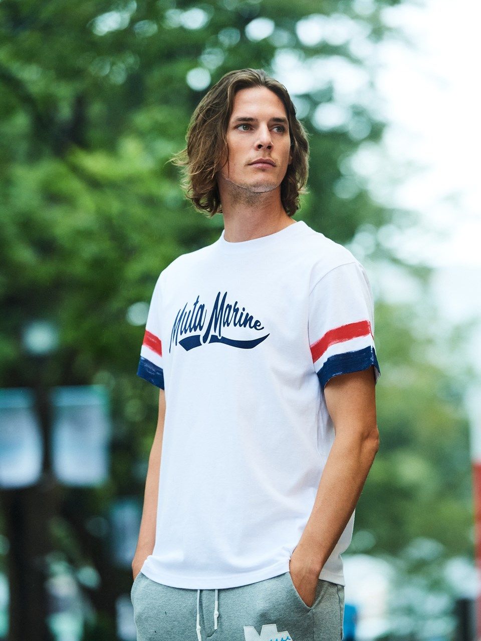 【予約～4/23火曜締切】 Hand Line Paint Tee / Tシャツ / ホワイト  【Acanthus×muta】2024 6月上旬～上がり予定分