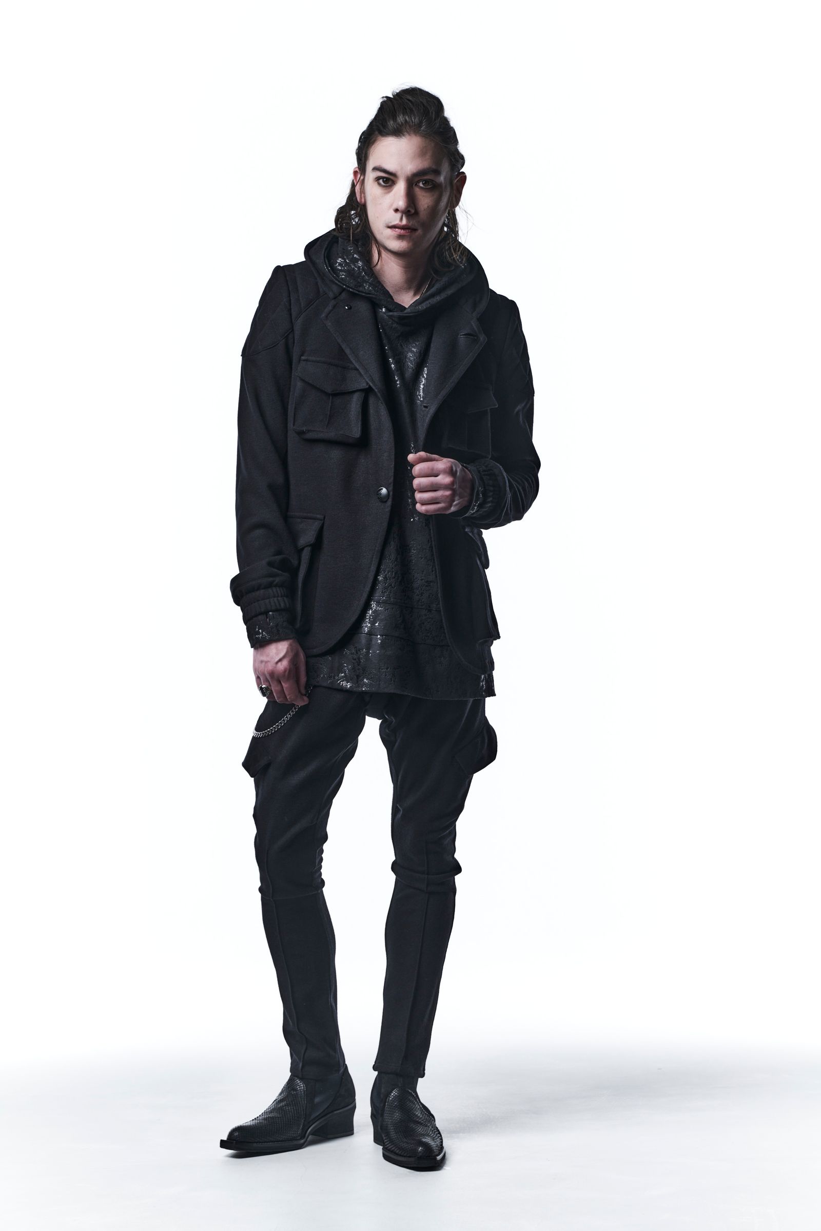 《予約品》 QuiltHoodieJacket ジャケット PunchRomaJersey / Black 【kiryuyrik】 8月入荷予定