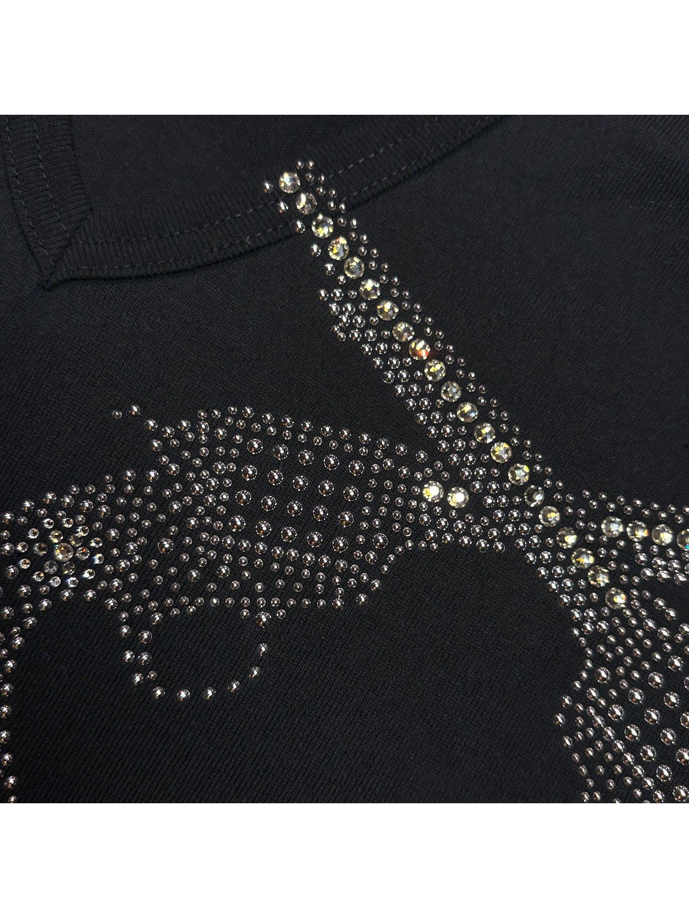 【予約品 3月9日(月) 18:00 締切】FRONT CROSSGUN T / クリスタル メタル クロスガン Vネック Tシャツ / ブラック