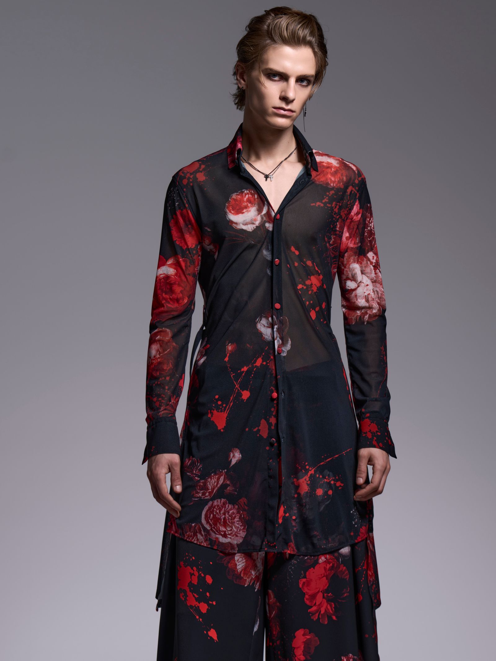 【予約品 1月4日(日) 締切】Flare Shirt / フレアシャツ / ブラックフローラ