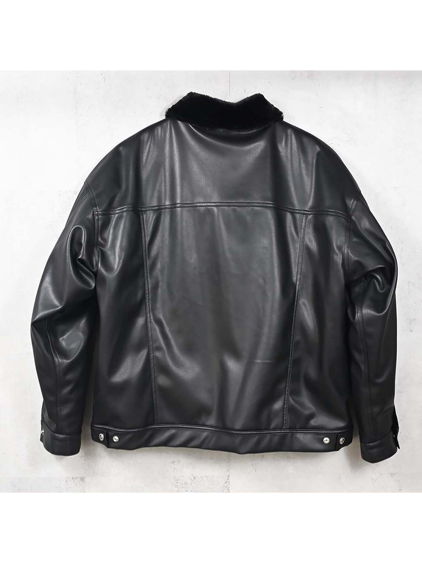 【予約品 8月31日(日) 締切】LEATHER FUR OVER G / レザーファーオーバーGジャケット / ブラック