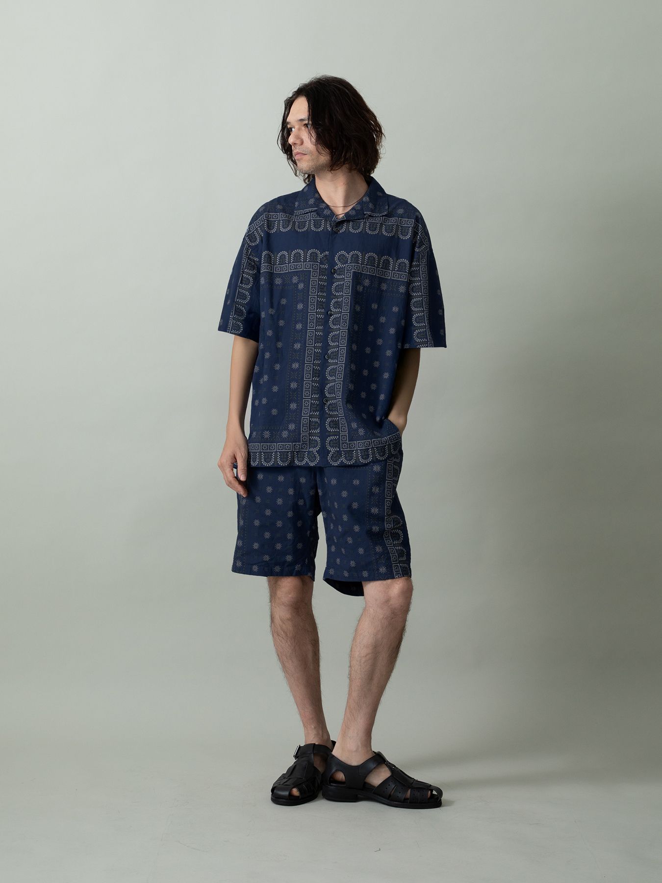 【予約品 2月1日(日) 締切】VINTAGEBANDANA SHIRTS / ヴィンテージバンダナ柄 半袖シャツ / ネイビー