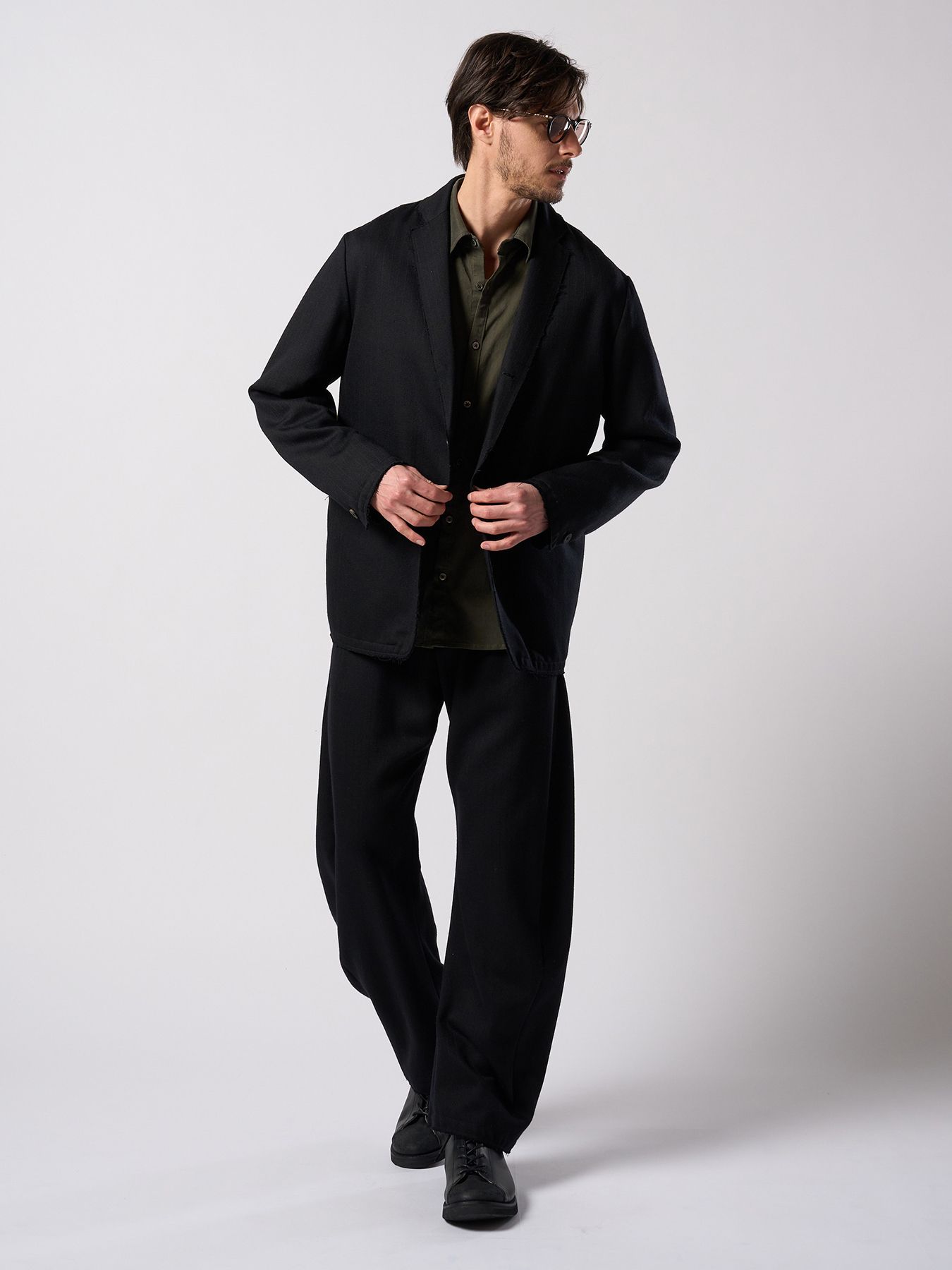 【予約品 4月19日(日) 18時締切】venetian stripe single jacket / ヴェネツィアン ストライプ シングルジャケット / ブラック