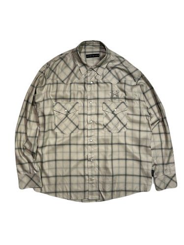OMBRE CHECK SHIRT  刺繍入りグレー / roarguns