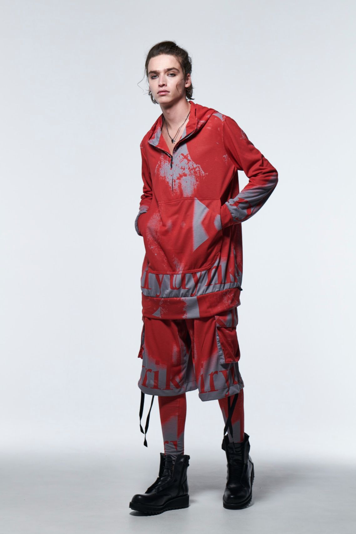 《予約品》 ZippLooseHoodie / レッド＆グレー 【kiryuyrik】 2023年2月以降入荷予定