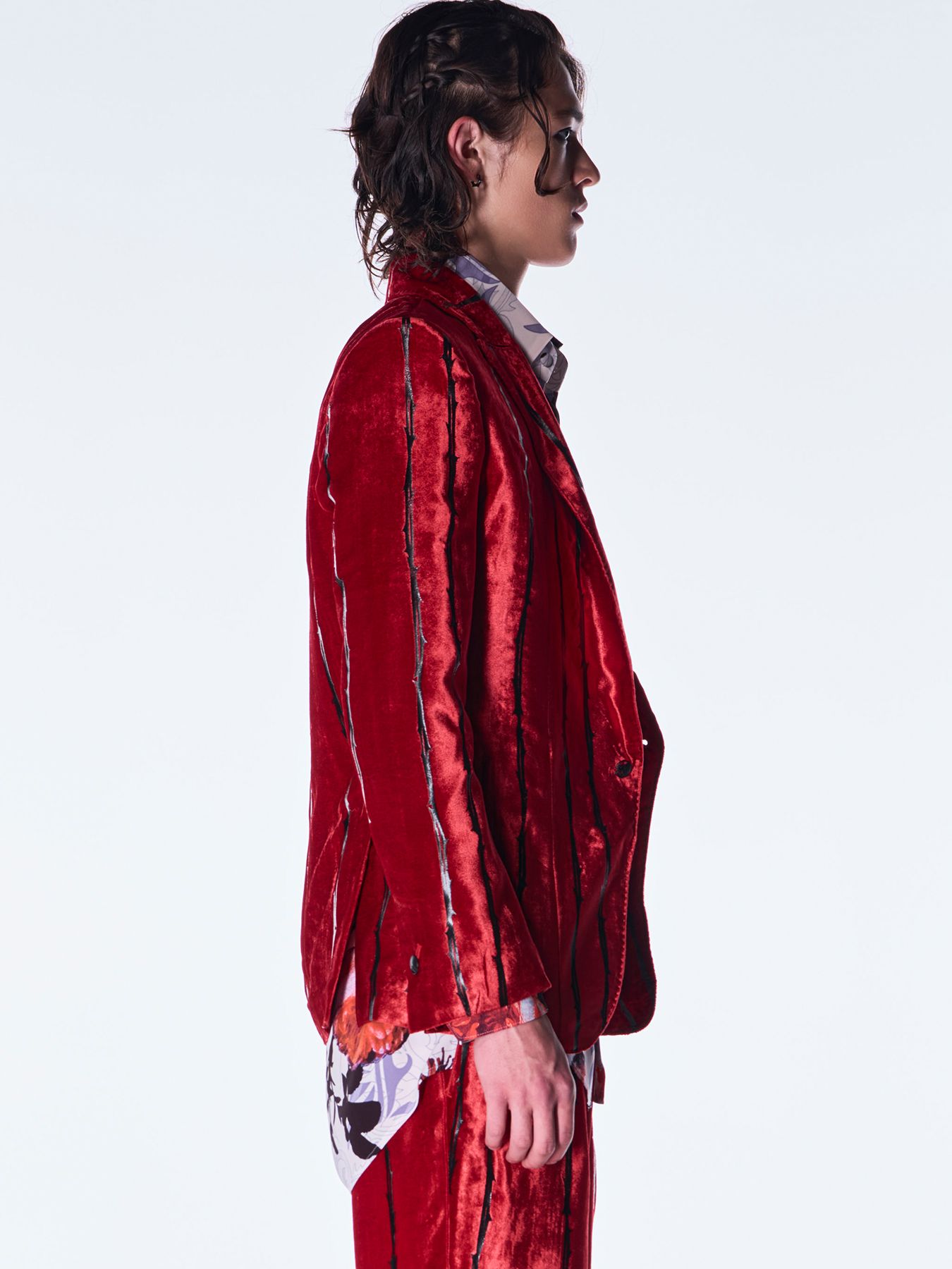 【予約品 6月29日(月) 締切】TOGE Velvet Peaked Jacket / ベルベット ピークドラぺル ジャケット / レッド