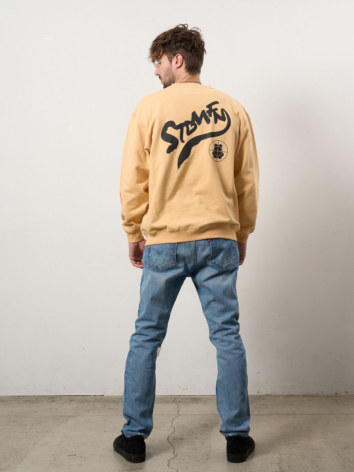 【予約品 10月16日(木) 締切】オーセンティックパイル ウェービーロゴ スマイル ケット スエットシャツ / イエロー
