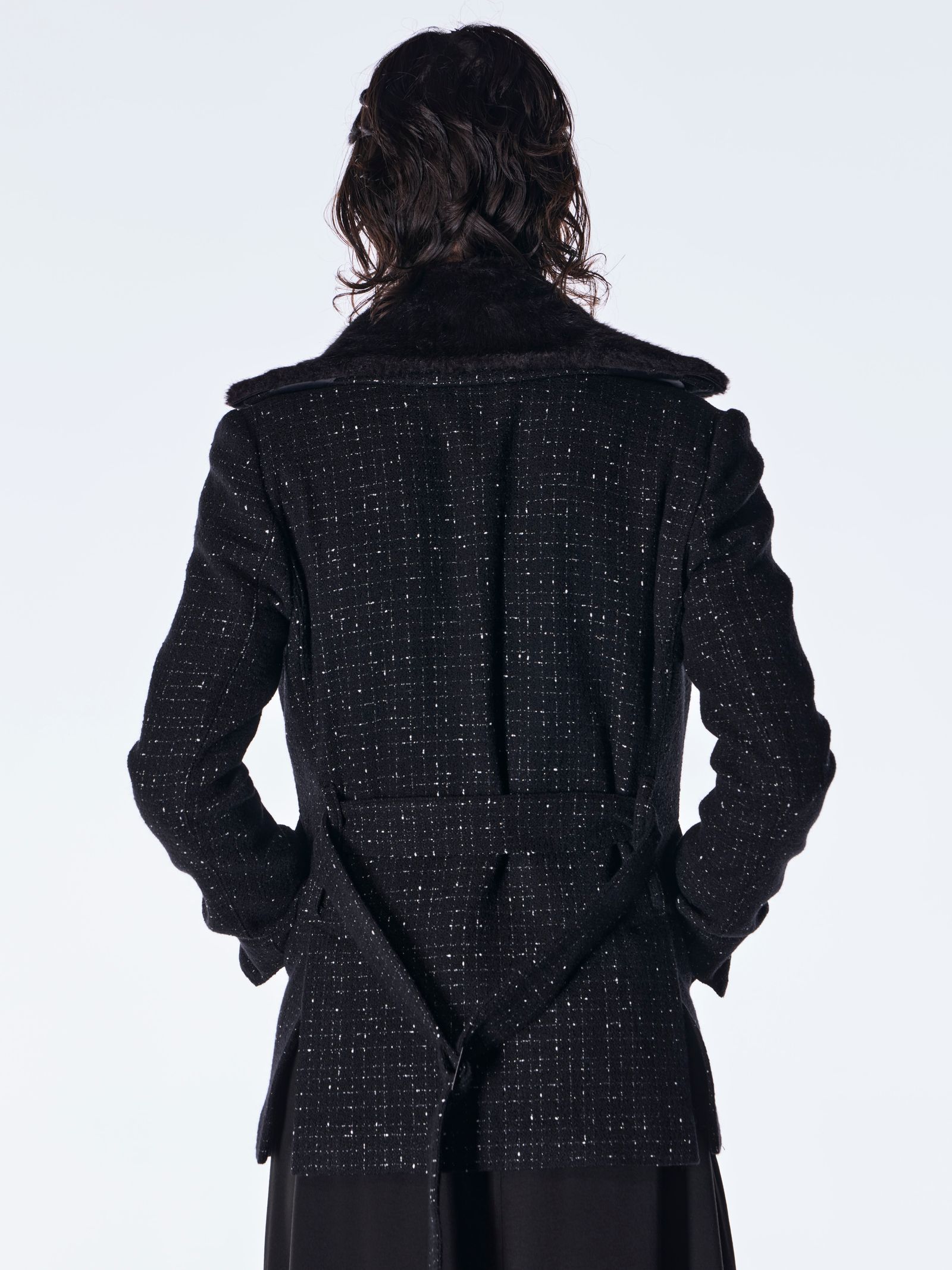 【予約品 6月29日(月) 締切】Tweed Fur Safari Blouson / ツイード ファーサファリブルゾン / ブラック